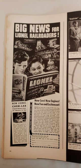 POSTWAR ORIG 1940 ' S LIFE MAGAZINES W LIONEL ADS. .  TK 2