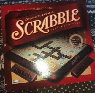 ❤️ Scrabble Deluxe Edition Turntable Board Game 1989 Milton Bradley