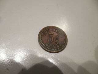 St.  Louis Missouri Trade Token Grocery Gus Moog 5c Medal Groc.  Vintage Coin