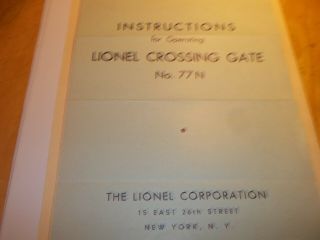 Blue Paper Instructions Lionel No.  77n Crossing Gate Dated3 - 27