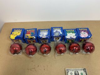6 - 1999 Burger King Pokemon 23k Gold Cards And Balls - Set Of 6 Blue Box