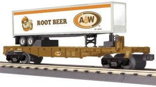 Mth 30 - 76373 A&w Rootbeer Flat Car W/trailer Ln/box