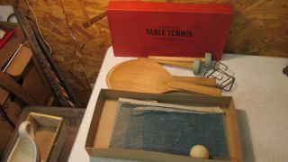 Vintage Milton Bradley Table Tennis Ping Pong Set - Ob