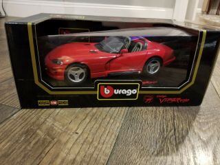 Burago Dodge Viper Rt/10 1992 1:18 Scale Die Cast Red Orig.  Box
