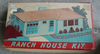 Vintage 1950s O Scale Plasticville White Yellow Ranch House Kit
