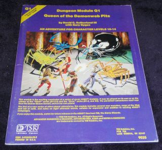 Q1 Queen Of The Demonweb Pits Dungeon Module Tsr 9035 Ad&d