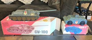 Vintage Russian Die Cast Toy Military Vehicle And Tank 6pam - 2 & Cy - 100 W/boxes