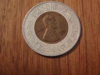 1950 D Good Luck Encased Penny Dr Drakes For Croupy Coughs Due To Colds