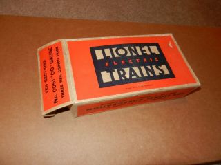 Lionel 0051 Oo 3 Rail Curved Track Sections Box Only,