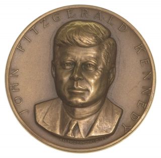 High Relief John F.  Kennedy Medallic Arts Bronze Round Medal 481