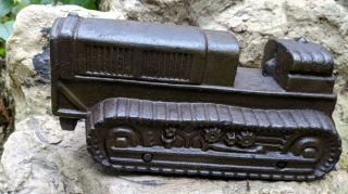 Vintage 1940s Gulite Bulldozer Hard Rubber With Wood Wheels Toy