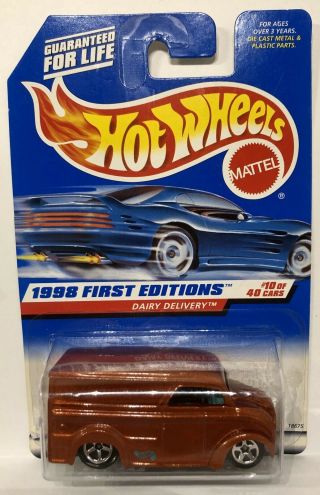 Hot Wheels 1998 First Edition - Dairy Delivery - Custom Dark Orange - Nip