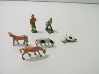 Vintage Set Of 6 Town People & Animal Train Accessories O Gauge Scale Tr1599