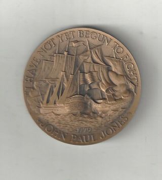 John Paul Jones U.  S Continental Navy Ship Sea Battle Bronze Longines Medal Coin