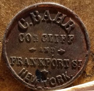 1864 Cw Storecard Ny630c - 6a R2 Bahr/not One Cent Wreath Luster