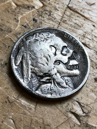 Hobo Nickel 1929 Skull Coin Art