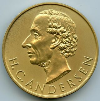 Denmark Gilded Medal Hans Christian Andersen Danish Master Of The Literary 54mm