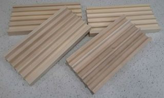 Set of 4 Wooden Tray Rack Domino Tile Holders Mexican Train Row Solid Wood 3