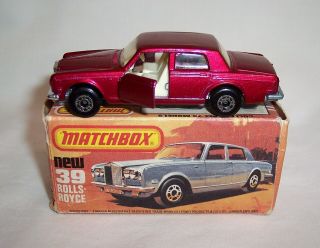" Matchbox " Superfast Sf - 39 Rolls Royce Metallic Red White Interior Unp Base Mib