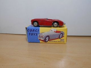 Old Corgi Toys.  Austin Healey.  Early - Edition Tin Plate Base.