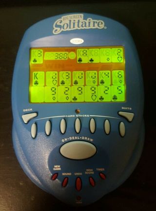 Radica Big Screen Solitaire Blue 2004 Handheld Game Lighted.  Great