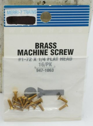 Walthers 947 - 1063 Ho Brass Machine Screw 1 - 72 X 1/4 Flat Head (pack Of 16)