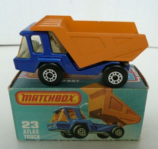Vintage 23 1975 Lesney Matchbox Car Atlas Dump Truck Superfast Made In England