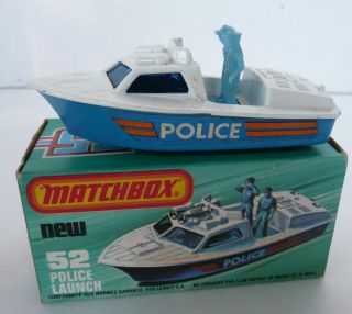 Vintage 52 1978 Lesney Matchbox Car Police Launch Speed Boat Superfast England