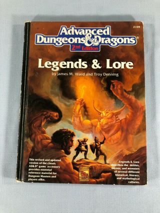 1990 Advanced Dungeons & Dragons 2nd Ed / Legends & Lore / Ad&d Tsr 2108 Hc Lota