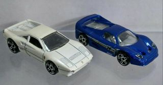 Hot Wheels Ferrari 288 Gto White & F50 Blue 1999 Diecast Toy Vehicles 1:64