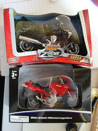 Red Ducati 1000 Ds & Yamaha Road Star Warrior Die - Cast - New/old Stock (mc - 37)