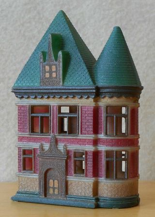 N Scale Building 2 Story House Tall Roof With Tower Green Roof Built