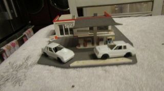 Vintage Polo Tyco Ho Exxon Gas Service Station With 2 Cars 1970s