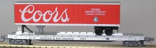 Atlas N Scale Collector Atl 07 - 20 Coors Tofc Flat Car With Trailer D&rg 7177 Nib
