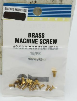 Walthers 947 - 1072 Ho Brass Machine Screw 2 - 56 X 3/16 Flat Head (pack Of 16)