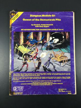 Queen Of The Demonweb Pits Q1 D&d Dungeon Adventure Module Tsr 9035