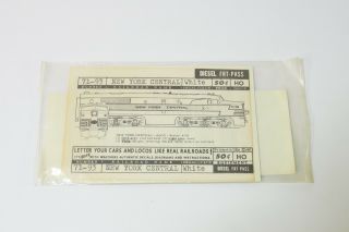 Walthers York Central Diesel Locomotive Frt - Pass Decals 71 - 93 Ho Scale