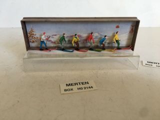 Vintage Merten Ho Scale Model Trains Scenery Figures No 2144 Men Skiers Set