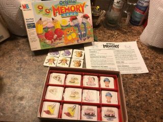 Vintage Milton Bradley Memory Game 1990 4664 Complete 72 Piece Set