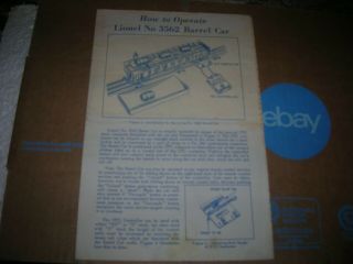 1954 Lionel Train 3562 Barrel Car Operating Instructions