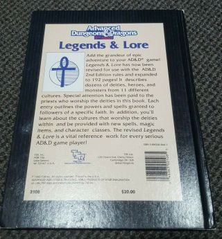 Legends & Lore - Advanced Dungeon & Dragons 2nd Edition AD&D TSR 2108 3