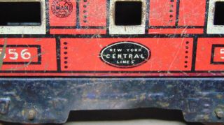 VINTAGE O SCALE MARX TIN 556 CABOOSE YORK CENTRAL LINES TRAIN CAR 2