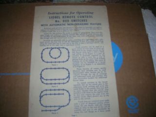 1953 Lionel Train 022 Remote Control Switches Operating Instructions Non Derail