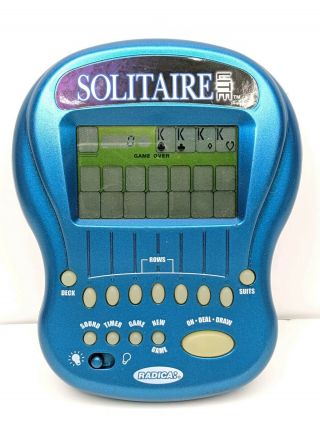 Radica Solitaire Lite Lighted Handheld Game Blue 1997 Klondike Vegas
