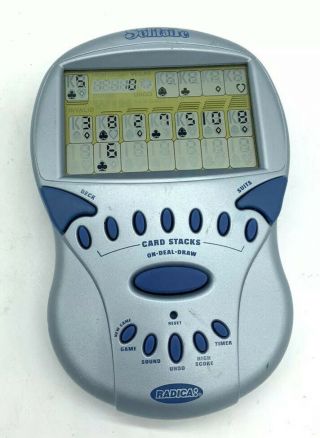 Radica Solitaire Big Large Screen Hand Held Travel Game Blue 2000 Deal