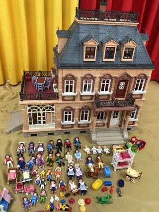 Playmobil Victorian Mansion Dollhouse Loaded Furniture Figures Euc Htf 5300 1989