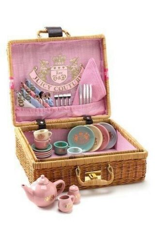 Juicy Couture Picnic Tea Party Set For 4 With Basket Collectible Or Kids Set