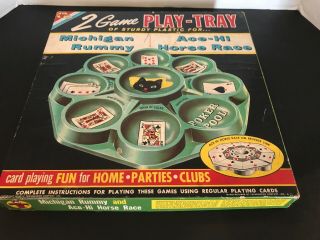 Transogram 2 Game Play - Tray Michigan Rummy & Ace - Hi Horse Race With Chips