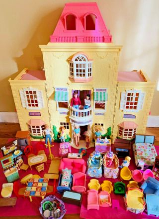 Fisher Price Loving Family Twin Time Dollhouse Mansion W/ Furniture Accessories