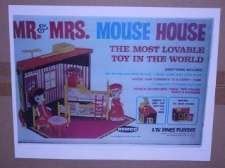Vintage Remco Toys 1965 " Mr.  & Mrs.  Mouse House " Tv Jones Playmates Set
